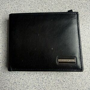 Geoffrey Beene Black Genuine Leather Bifold Wallet ID Window